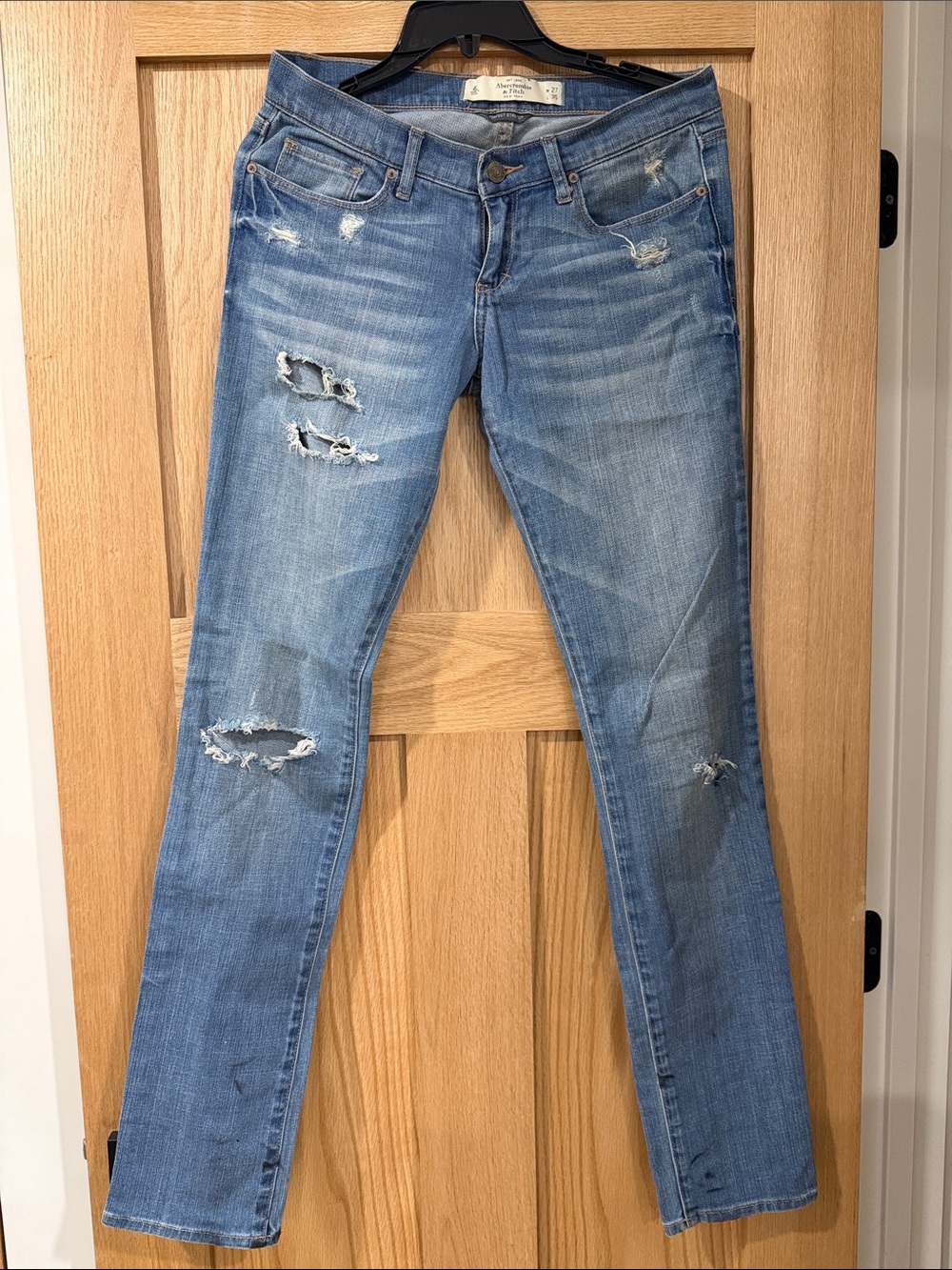Abercrombie & Fitch Light Blue Distressed Skinny Jeans